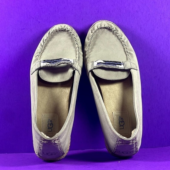 UGG Women's Gray Rozie Serape Beads 1011176 Moccasin Shoes Size 8.5 - Picture 7 of 11